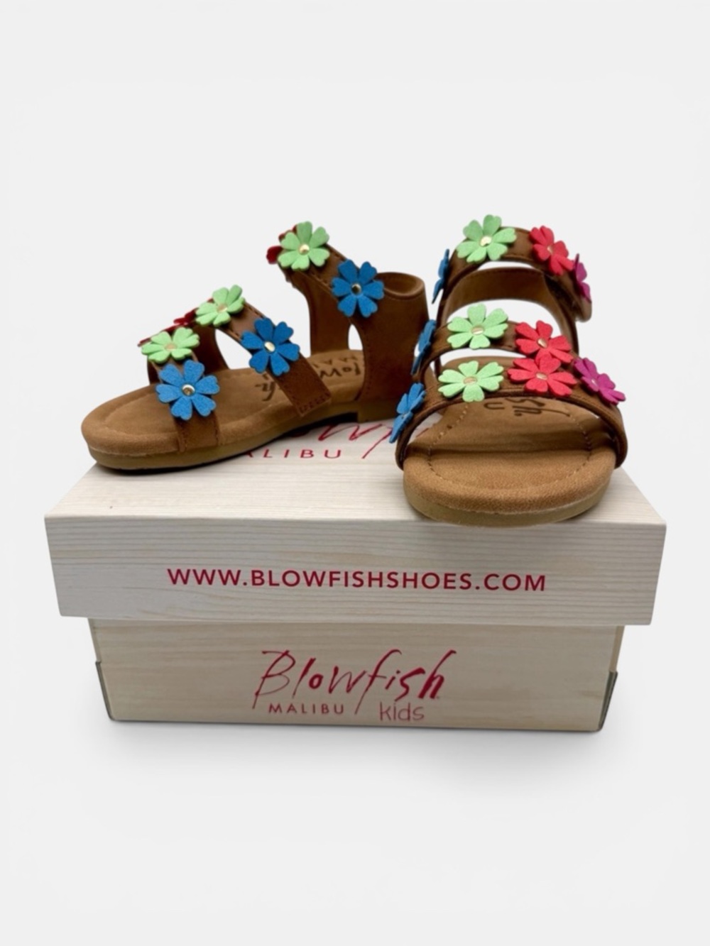 Blowfish Malibu Sunflower Toddler Girls Floral Sandals Adjustable Strap 6T NEW